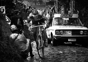 Eddy Merckx in the Koppenberg, Tour des Flandres 1977